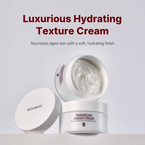 TROIAREUKE Energy Cream, Moisturizing Facial Night Cream with Bifida, Galactomyces, and Peptides For Dry, Dehydrated, and Combination Skin, Korean Skin Care