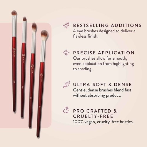 BK BEAUTY - CORE LINE EXTENSION EYE SET (4PC) - Professional Eyeshadow Brush Set for Precise Makeup Placement & Blending | Premium Eye Makeup Brushes for Flawless Application