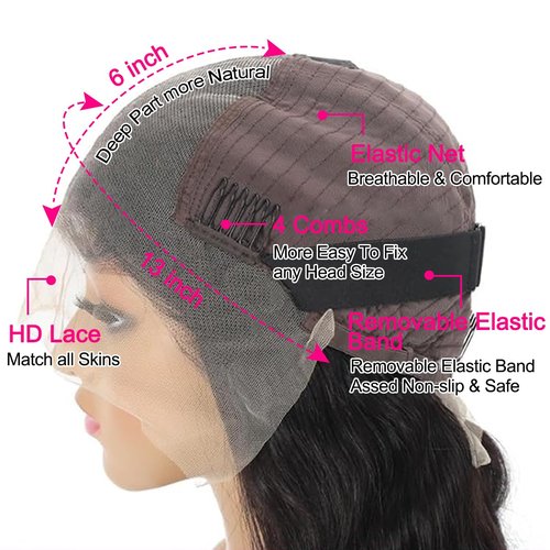 Worldnewhair 13X6 Lace Front Wigs Body Wave Human Hair 24 Inch - 200% Density Glueless Wigs Human Hair 13x6 Lace Frontal Wigs For Black Women