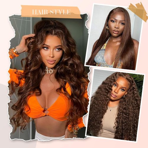 Chocolate Brown Lace Front Wigs human hair Pre Plucked with Baby Hair, 13x6 HD Body Wave Brown Lace Frontal Wigs Human Hair, 180 Density Colored Glueless Brown Wig Human Hair for Women 26inch