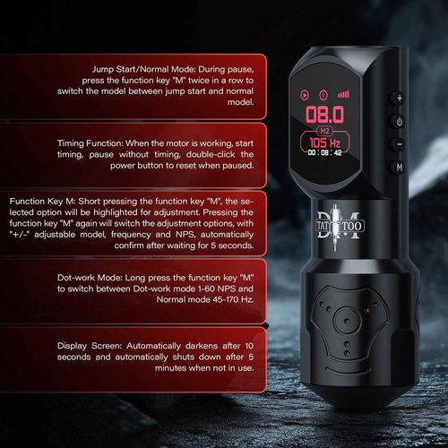 Tattoo Gun 4.0mm Stroke Length Wireless Tattoo Machine with Ultra OLED Display Screen Tattoo Pen with 1500mAh Battery Compact Lightweight Design for Tattoo Beginners and Artists