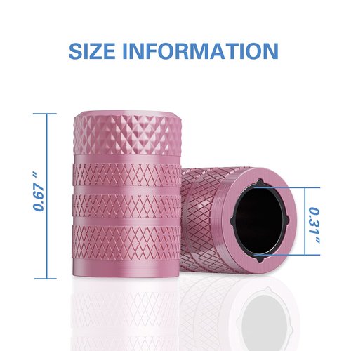 CKAuto Tire Valve Stem Caps, Pink, 4 pcs/Pack, Anodized Aluminum Tire Valve Cap Set, Corrosion Resistant, Universal Stem Covers for Cars Trucks Motorcycles SUVs and Bikes