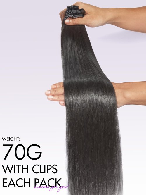 LUVME HAIR Clip in Hair Extensions, Silky Straight Human Hair Clip in Extensions for Women, Natural Black Hair Extensions, 70g 3pcs 22 Inch