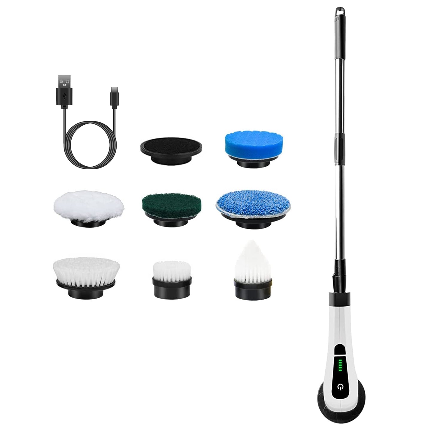 Electric Spin Scrubber Cordless Rechargeable Bathroom & Tile Cleaner with 8 Replaceable Heads