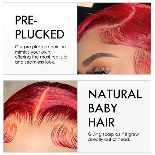 ELISHEVA Red Lace Front Wigs Human Hair 26 Inch 200% Density Red Wig Human Hair 16A 13x4 Body Wave Colored Lace Front Wigs Pre Plucked Glueless Red Frontal Wig