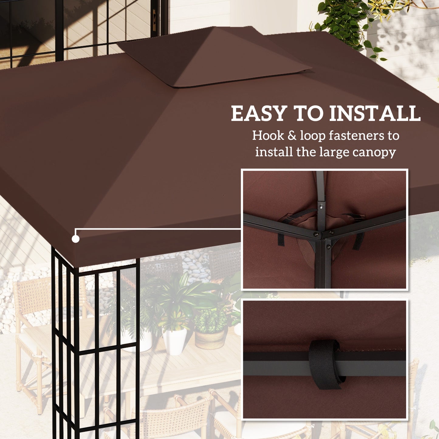 Replacement Canopy for 9.84' Gazebo - Coffee 2-Tier Top Cover