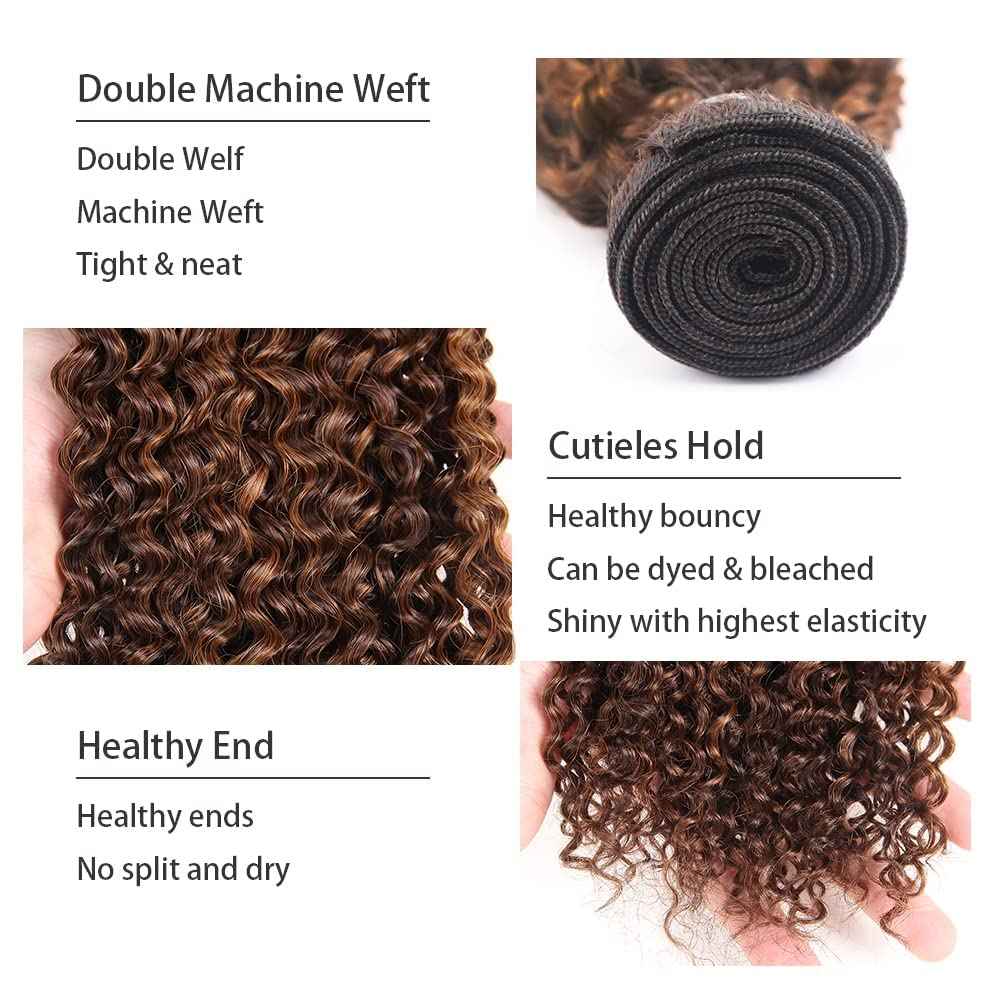 Habiliana Bundles Human Hair 26 28 30 Inch Jerry Curly Wave P4/30 Human Hair Bundles 11A Unprocessed Brazilian Virgin Quick Weave Hair Extensions for Black Women