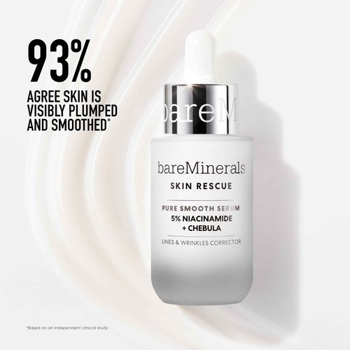 bareMinerals Skin Rescue Pure Smooth Face Serum, Formulated with 5% Niacinamide + Chebula, Smoothes Fine Lines + Wrinkles, Sensitive Skin Safe