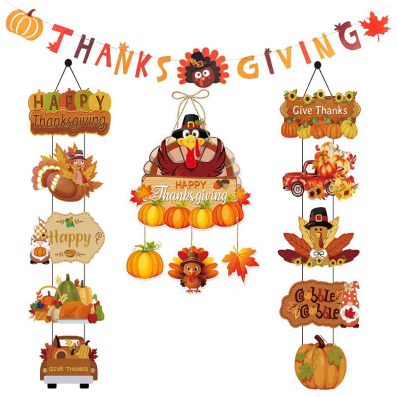 Thanksgiving Decoration Set - Autumn Harvest Flag & Hanging Flags for Party & Home