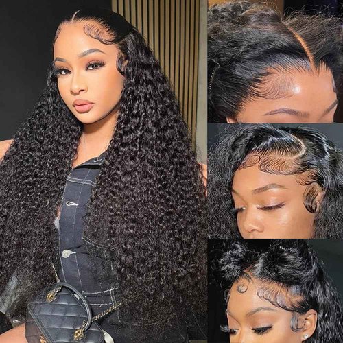 BWDWST Deep Wave Lace Front Wig Human Hair 13x6 HD Lace Front Wigs Human Hair Pre Plucked 200 Density Deep Curly Human Hair Wigs with Baby Hair 20 Inch