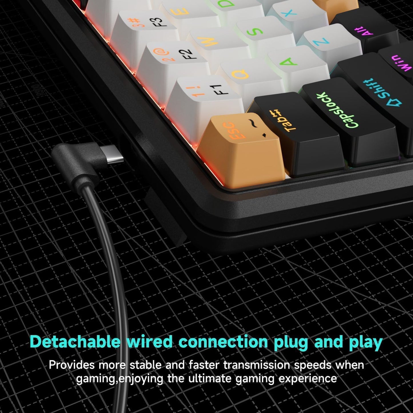 75% Mechanical Gaming Keyboard Wired, 77 Keys Anti-Ghosting, Hot Swappable Red Switch & Ergonomic Design, Rainbow LED Backlit Mechanical Keyboard for PC, Laptop, Gaming, Office