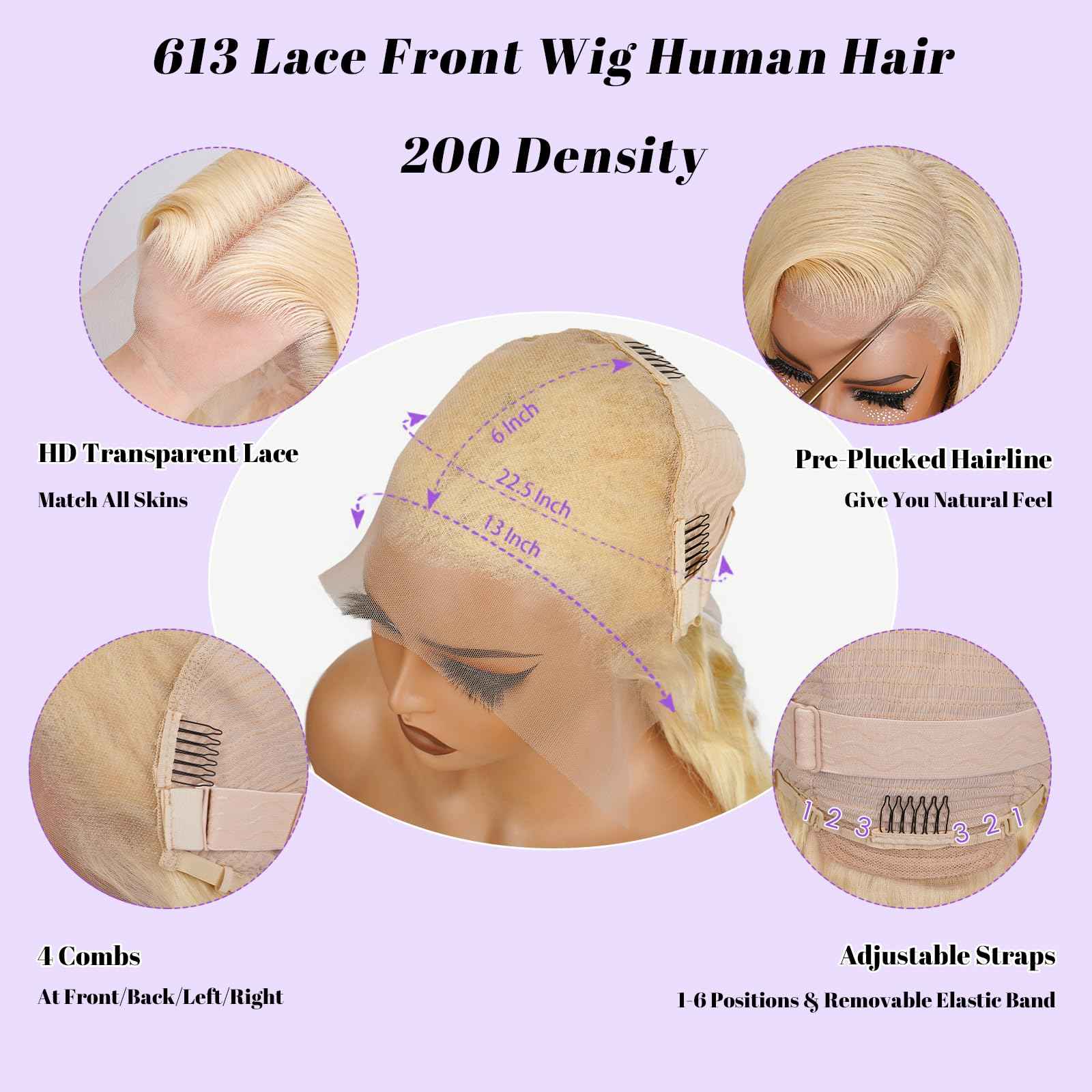 NBRUW 30 Inch 613 13x6 Lace Front Wig Human Hair 200 Density Body Wave Blonde Wig Human Hair 13x6 200 Density Blonde 613 HD Lace Front Wigs Human Hair Pre Plucked with Melted Hairline for Women