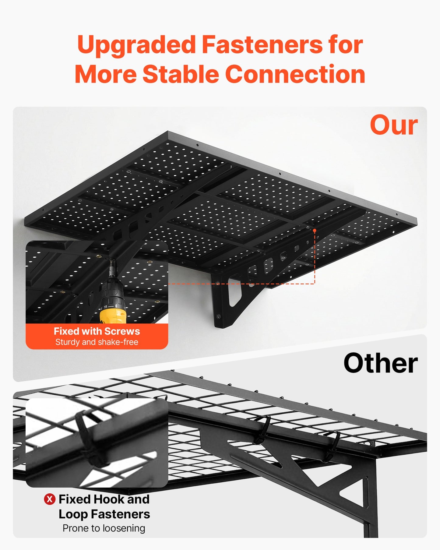 Heavy Duty Wall Garage Shelving Unit - 2 Tiers, Steel Storage Rack, 560 lbs Capacity