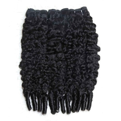 Sinuowei 3c4a Burmese Curly Bundles Human Hair Weave Water Wave Curly Quick Weave Sew in Hair Extensions with Spiral End for Women Natural Black 3 Bundles Mixed Length 18 18 18 Inches