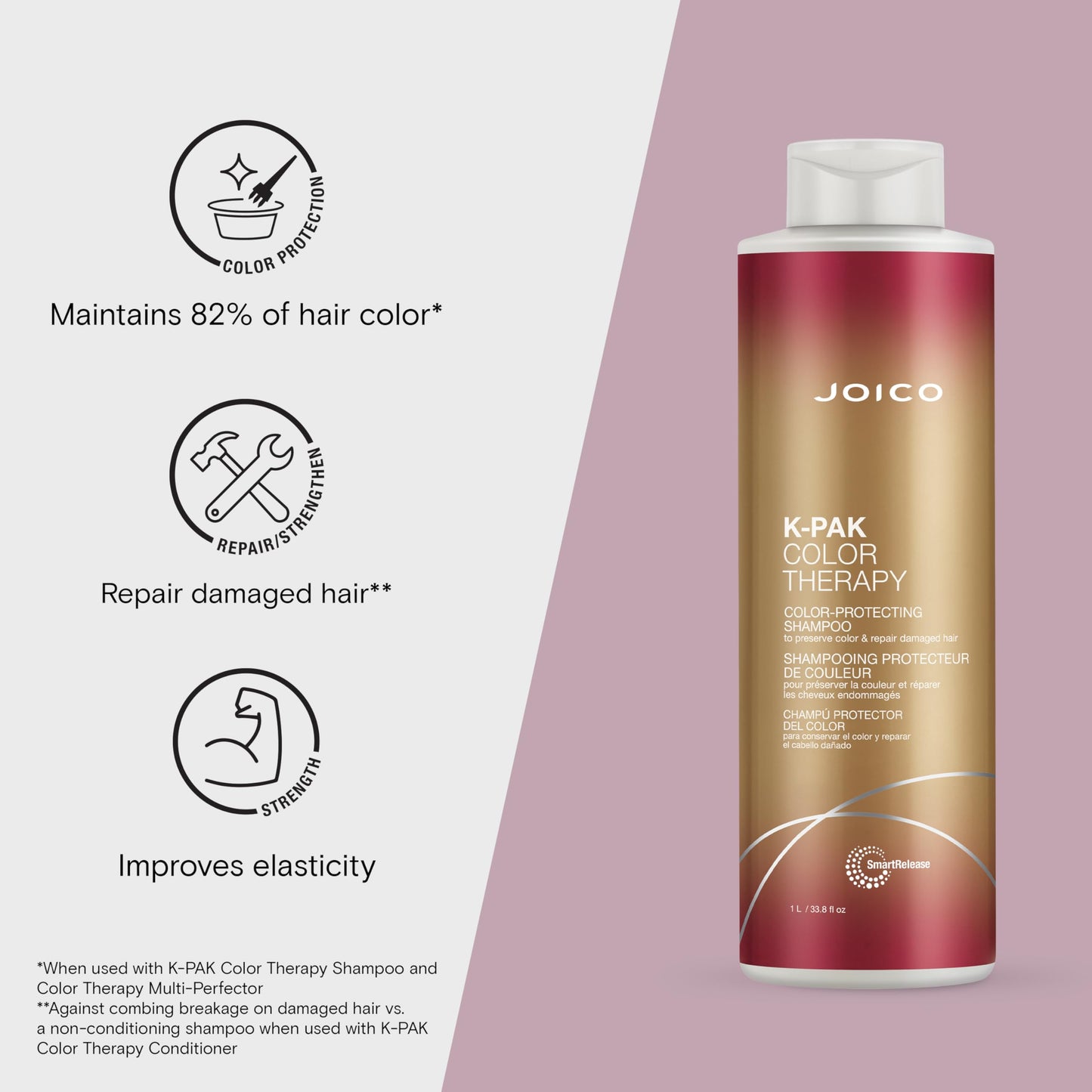 Joico K-PAK Color Therapy Color-Protecting Shampoo and Conditioner | For Color-Treated Hair | Boost Shine | Improve Elasticity | Repair Breakage | Rebuild Damaged Hair | With Keratin & Argan Oil