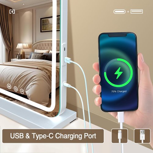 halumao 16" x 23.6" Large Makeup Vanity Mirror with Lights for Dressing Room and Bedroom,3 Color Modes,Memory Function