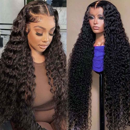 Segsavor 13x6 Deep Wave Lace Front Wigs Human Hair 200% Density HD Lace Front Wigs Human Hair Pre Plucked Natural Color Glueless Wig 100% Virgin Lace Front Wigs for Women（20inch）