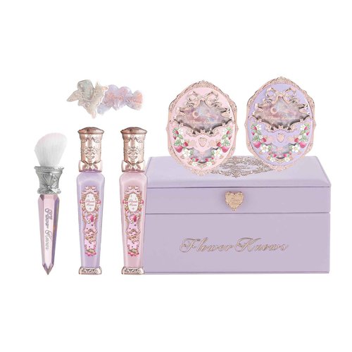 Flower Knows Violet Strawberry Rococo Gift Box Set,7-Piece Makeup Box with Mirror,Lip Gloss×2+Blush×2+Blush Brush×1+Hair Clip×1+Gift Box×1,Perfect Makeup Gift for Girls & Women