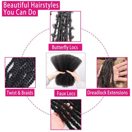 Afro Kinkys Bulk Human Hair For Braiding Afro Kinky-Curly Human Hair Bulk For Mini Twist Hair 20Inchs 50g/pack Bulk Human Braiding Hair For Micro Locs Extensions (1B, 20Inchs,50g/pack)