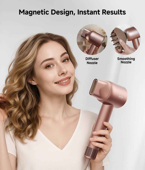 DREAME Hair Glory Combo High-Speed Hair Dryer, 110,000 RPM Motor, 300 Million Negative Ions, Fast-Dry in 2 Minutes, Lightweight & Quiet, Smart Temp Control, Ideal for Smooth, Shiny Hair