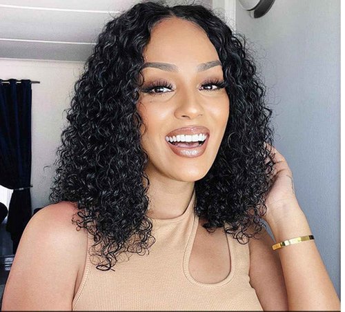 ISEE Wear and Go Glueless Wigs Bob Wigs Human Hair Pre Plucked Water Wave Lace Front Wigs Human Hair Upgraded No Glue Transparent Lace Closure Wigs Human Hair for Women Natural Black 16 Inch