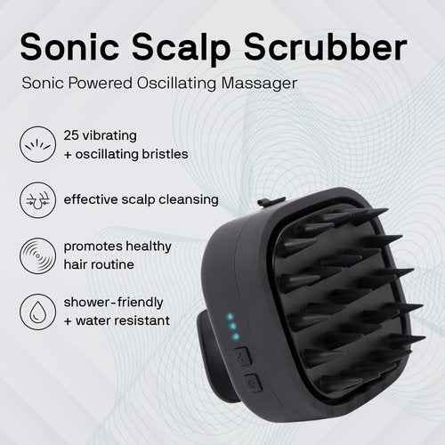 Black Wolf Shampoo & Conditioner for Men & Sonic Head Massager & Scalp Scrubber Bundle