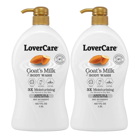 2-PACK LoverCare Goat's Milk Moisturizing Body Wash Shower Cream Almond Oil & Cocoa Butter 40.7 fl oz