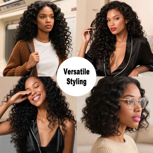 Savasana 12A Human Hair Bundles 10 12 14 Inch 3 Deep Wave Bundles, 100% Unprocessed Brazilian Virgin Human Hair Raw Hair Quick Weave Installation Real Human Hair for Women Natural Black