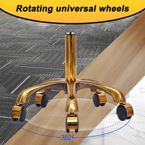 Gold Rolling Vanity Stool with Wheels, Padded Seat, Adjustable Round Rolling Chair, Office Work Stool, Pedicure Salon Spa Massage Esthetician Chair For Hair Salons, Spas, Tattoo (white, Without Back)