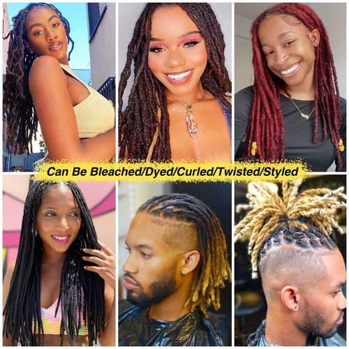 6 Inch Loc Extensions Human Hair 100 Strands 0.6 cm Dreads Extensions for Men Women Short Dreadlocks Extensions Real Human Hair Locs Extension 1B Natural Black Handmade Permanent Locs Easy to Install