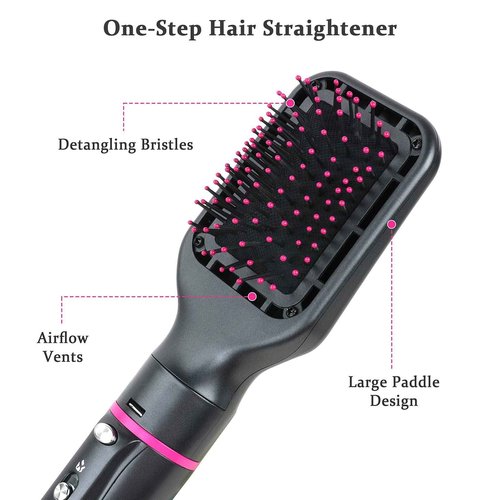 Hair Dryer Brush, 4 in 1 One Step Professional Hot Air Brush for Curling Drying Straightening Combing, [Ceramic Coating][Negative Ion] Volumizing Blow Dryer Brush