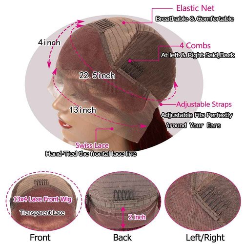 Siyun Show 13x4 Reddish Brown Deep Wave Lace Front Wigs Human Hair Wigs for Black Women 24 Inch Copper Red Deep Curly Wig Human Hair 180% Density Auburn Colored Wigs With Baby Hair