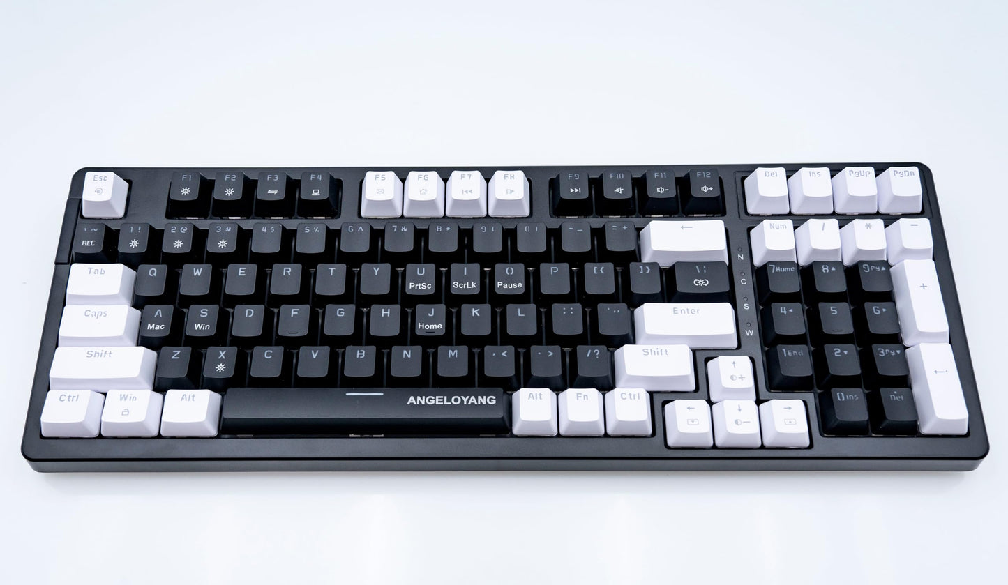 ANGELOYANG Mechanical Gaming Keyboard, Full Key Compact Wired RGB Backlit Light Up, Red Switches Hot Swappable USB C Creamy Sounding Silent White Mechanical Keyboard for PC MAC