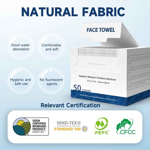 Face Towels, 10” x 12”, Thick Soft and Absorbent, Face Towelettes Disposable Biodegradable for Sensitive Skin, Makeup Remover, Cleansing, 200 Count（ 4 PACK ）