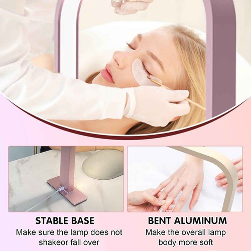 Zyiesrsq Half Moon Nail Desk Lamp, LED Nail Tech Desk Light with Phone Holder, Adjustable Brightness 3000-6000K, Arch Lamp for Manicure, Lash, Eyelas (White)
