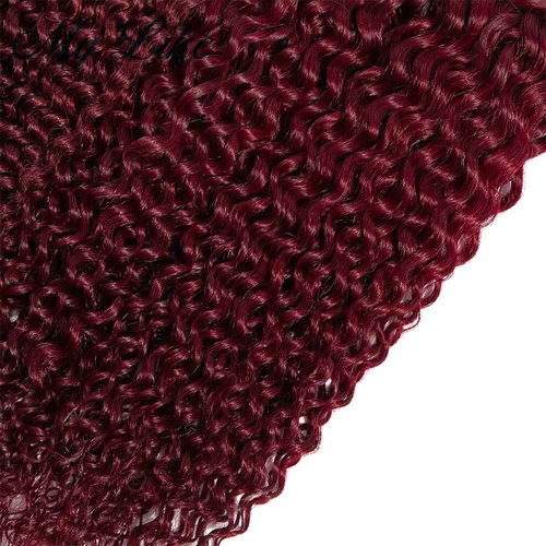 Ombre Bundles 1B99J Kinky Curly Human Hair 10 12 14 Inch Two Tone Black And Red Bundles 8A Grade Burgundy Kinky Curly Hair