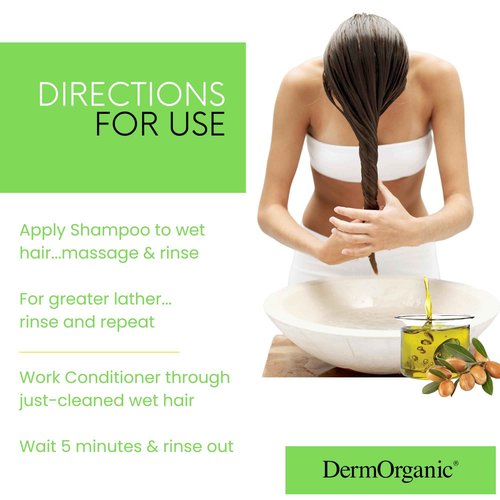 DermOrganic Argan Oil Daily Hydrating Shampoo plus Conditioner – Sulfate-Free & Color Safe, 33.8 oz