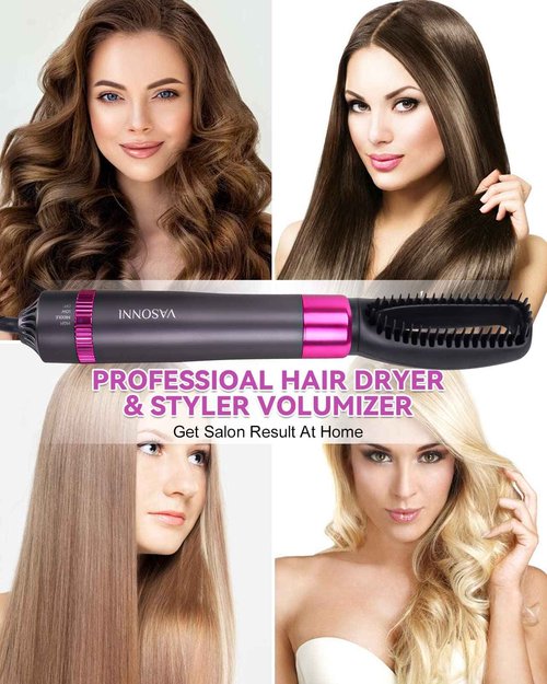 VASONNI 5 in 1 Hair Dryer Brush, Negative Ion Electric Hot Air Blow Dryer Brush Comb (black-red)