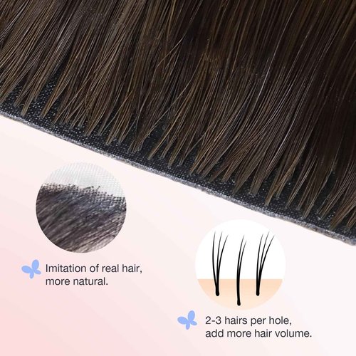 DOORES Human Hair Clip in Extensions 20 Inch 140g 7pcs, Invisi Edge Seamless Real Human Clip in Hair Extensions Invisible Remy Virgin Clipins Straight Skin Weft Thickening, 1B Natural Black