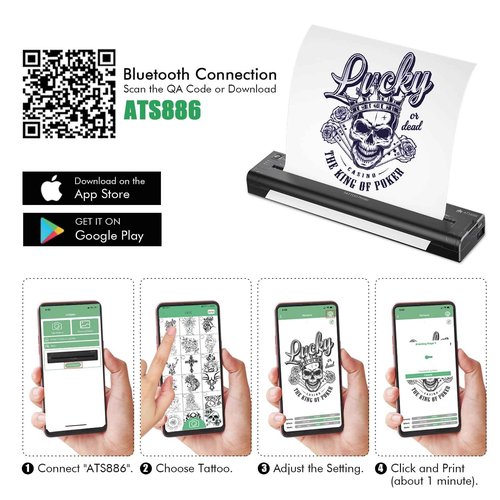 TATELF Tattoo Stencil Printer for tattooing with 15pcs Transfer Paper Portable Tattoo Transfer Stencil Thermal Machine Wireless