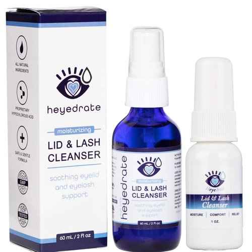 Heyedrate Lid and Lash Cleanser for Eye Irritation and Eyelid Relief, Gentle Hypochlorous Acid Eyelid Cleansing Spray (1 ounce + 2 ounce BUNDLE)