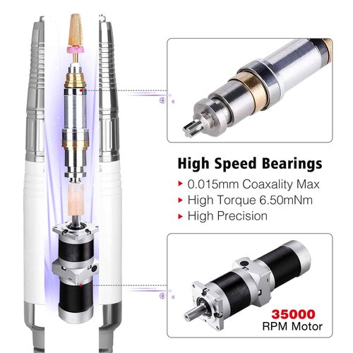 Brushless Nail Drill Handpiece Replacement for HoMove Brushless Nails Drill TP351, Compatible with AZGOGO Brushless Nail Efile TP322(ONLY Handpiece)