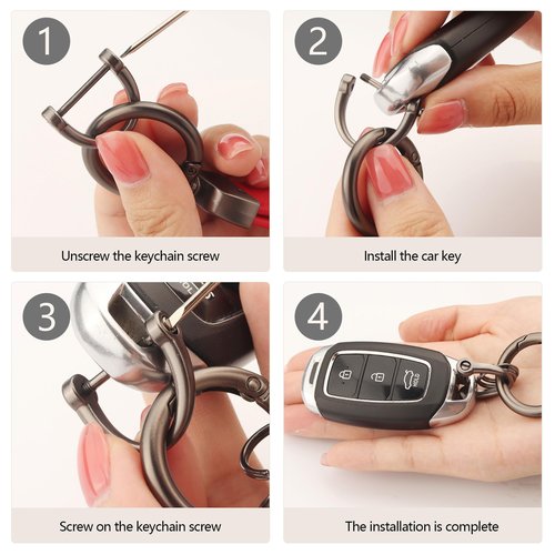 Turcee Carbon Fiber Car Keychain,Automotive Interior Accessories Keychains Leather Car Key Fob,Car Accessories Key Ring&Anti-Lost D-Ring(Brown)