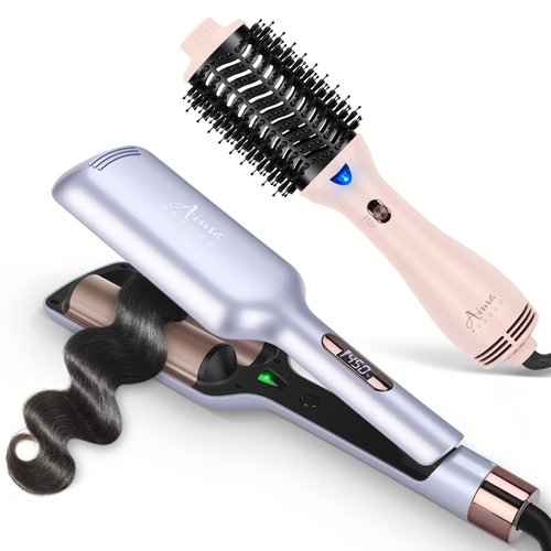 Aima Beauty One Step Hair Dryer and 32mm (1.25") Aima Beauty Twins Mermaid Hair Waver Bundle