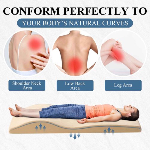 Curvy Massage Bed Topper - High Density Foam Lash Bed Topper with Soft Touch Short Plush and Ergonomic Design, Non-Slip Esthetician Massage Table Mattress Pad for Beauty Salon, 70x23 Inch, Beige