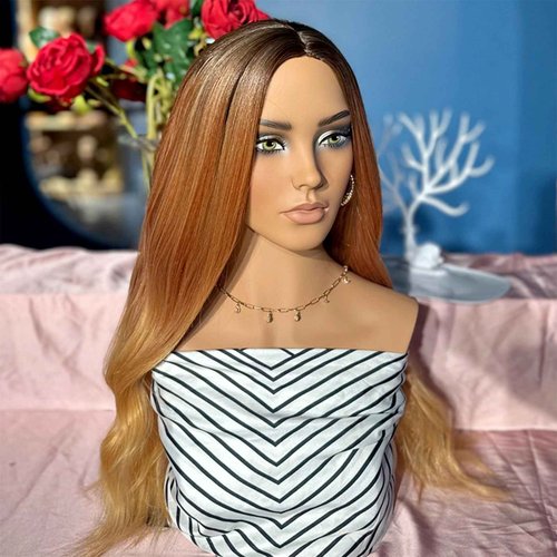 JINGFA Realistic Female Mannequin Head with Shoulders for Wigs Earrings Hats Display,Glam Half Body Mannequin Head Wig Head Stand JF-DP487-YH2