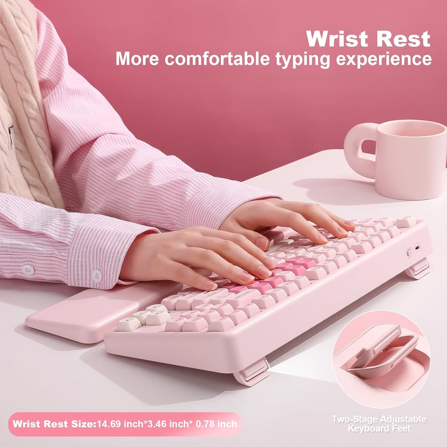 YUNZII B87 Wireless Mechanical Keyboard,QMK/VIA Programmable,TKL Layout 87 Keys,BT/2.4G/USB-C,Hot Swap Gasket Mount RGB Backlit Gaming with Wrist Rest for Win/Mac(Purple, Cocoa Cream V2)