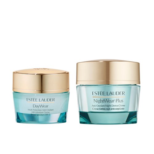 Estée Lauder 24/7 Hydration Duo | Protect + Hydrate with Anti-Oxidant Moisturizers | DayWear 24H-Moisture Cream SPF 15 for Normal/Combination Skin 1.0 Ounce & NightWear Plus Detox Cream 1.7 Ounce