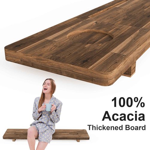 Mopzilqvur Premium Bathtub Tray for Freestanding Bath, Large & Thick 35” Acacia Wood Luxury Bath Tray for Tub， Anti-Tip, Non-Toxic, Adjustable Bathtub Trays for Tub with Bathroom Accessories Holder