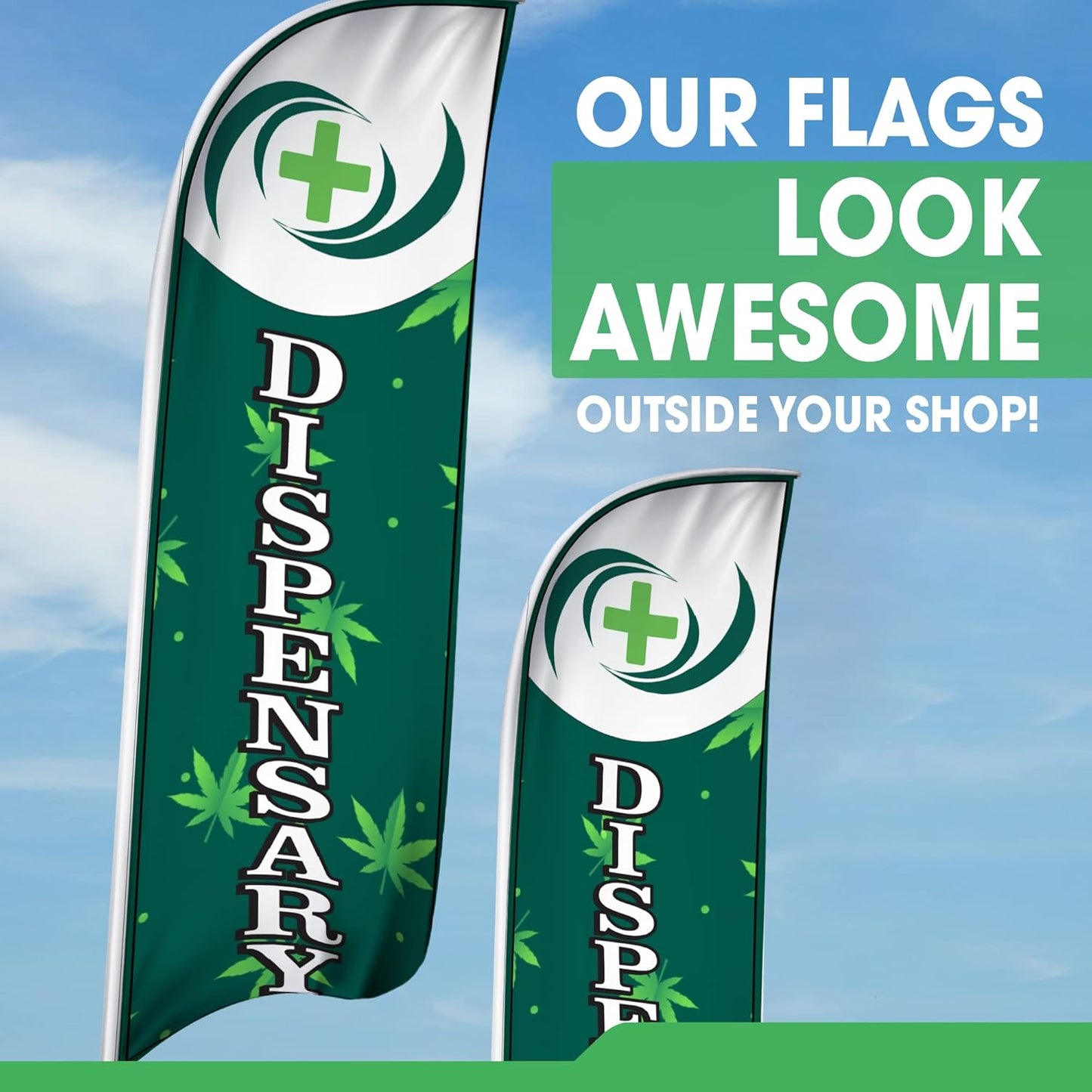 Windless Flag and Pole Assembly Kit - Durable 2.5x12 ft Flag